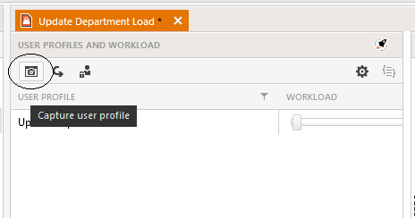 A close up view of the User Profiles pane with the first icon on the pane’s toolbar (a camera in a square) circled. A tooltip below the icon reads “Capture User Profile”