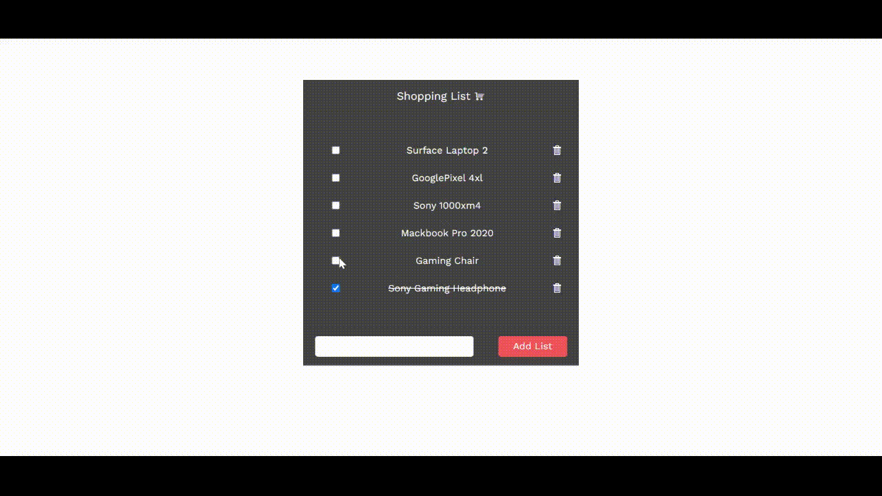 User selecting items